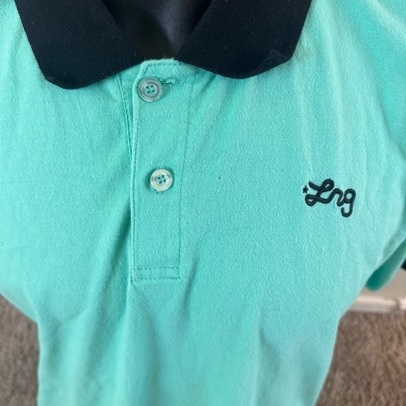 Men’s LRG  mint color polo shirt green blue size large - Picture 2 of 4